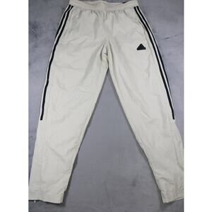 Adidas Pants Mens Medium Beige Three Stripes Athletic Track Windbreaker New